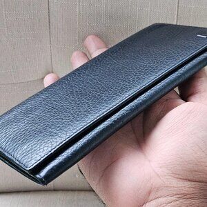 Dunhill Wallet Purse Card Holder Clutch Black Leather Long Wallet Made in Spain